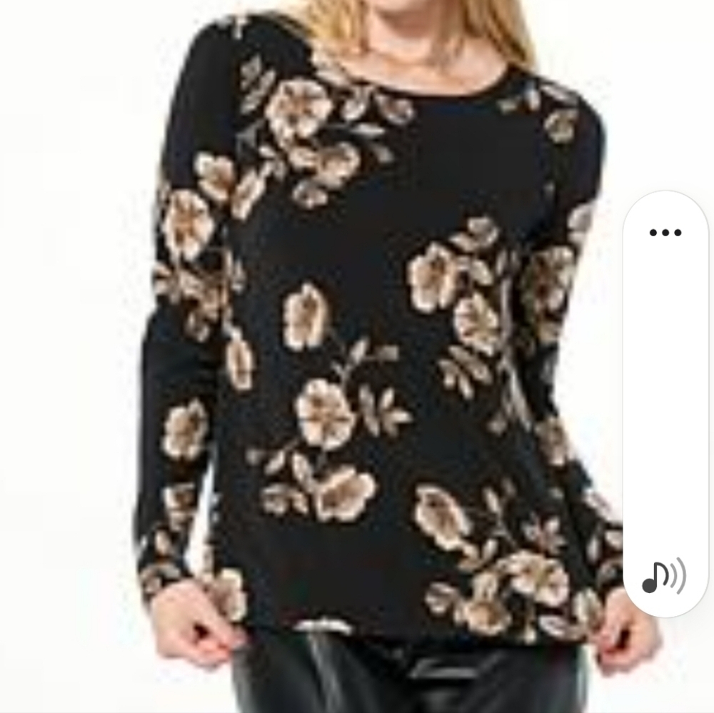 Colleen Lopez Black Floral Top    Size 1X